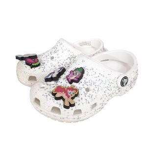 Crocs Clogs Girls 10 White Glitter Slip On Water Shoe My Little Pony Jibbitz